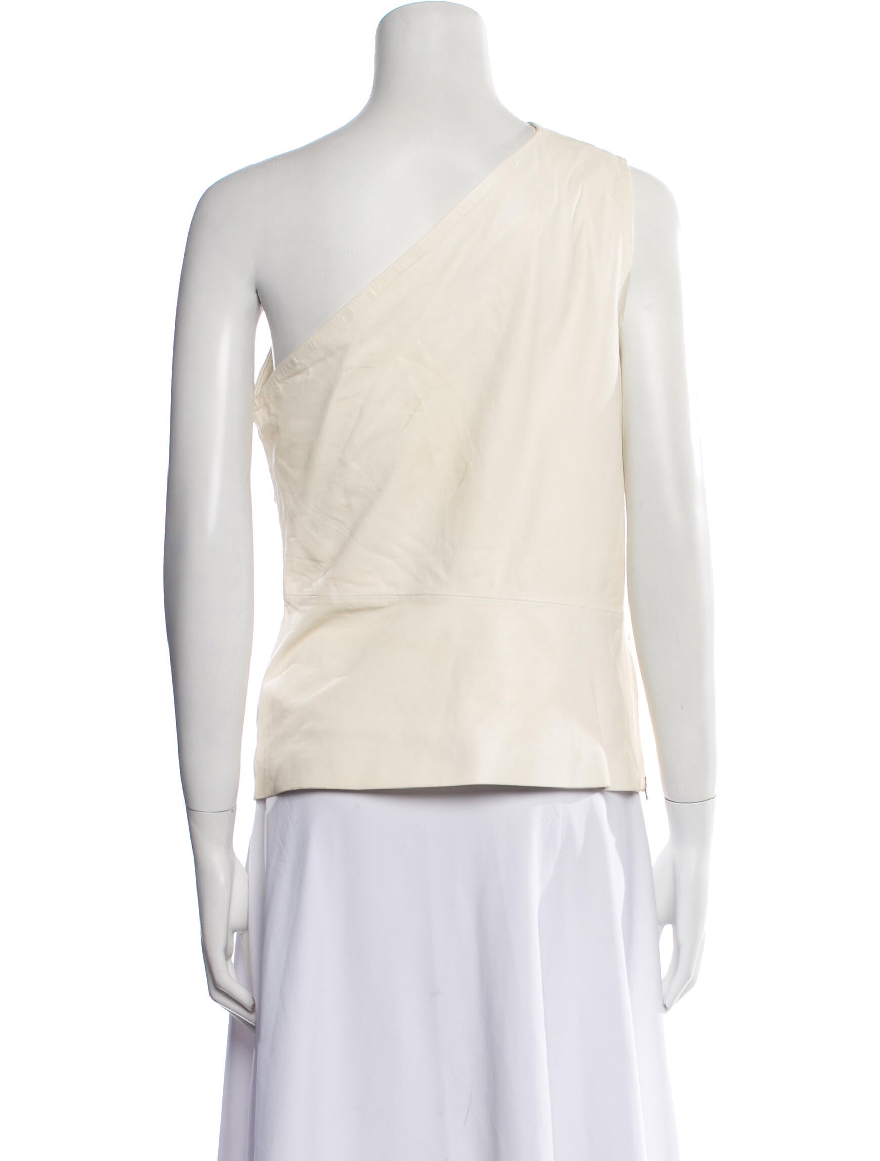 Iro Lamb Leather One-Shoulder Top